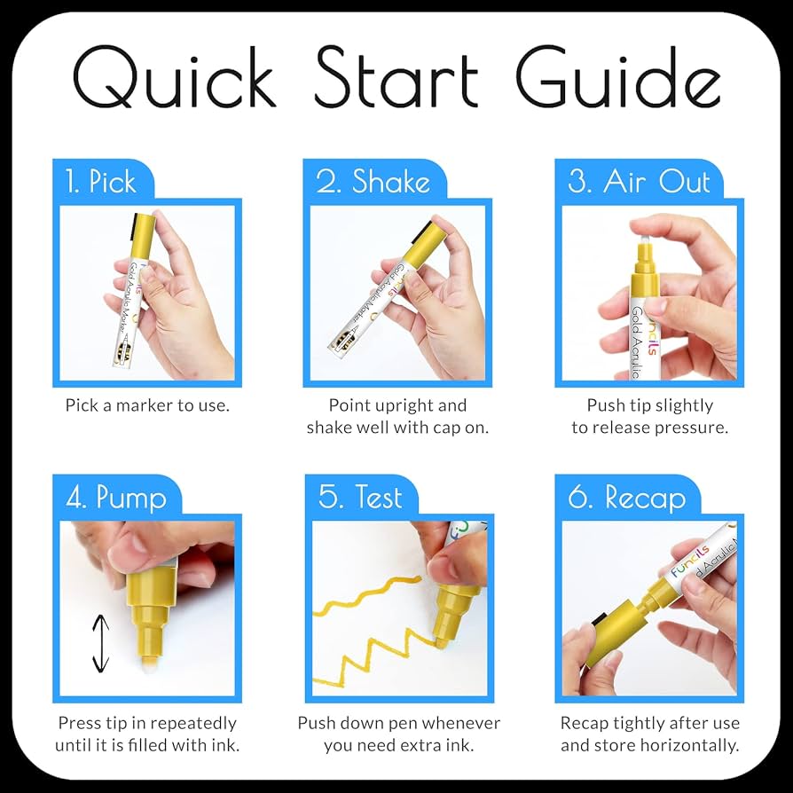 Amazon.com: Funcils 5 Acrylic Black Paint Pen - Fine Tip